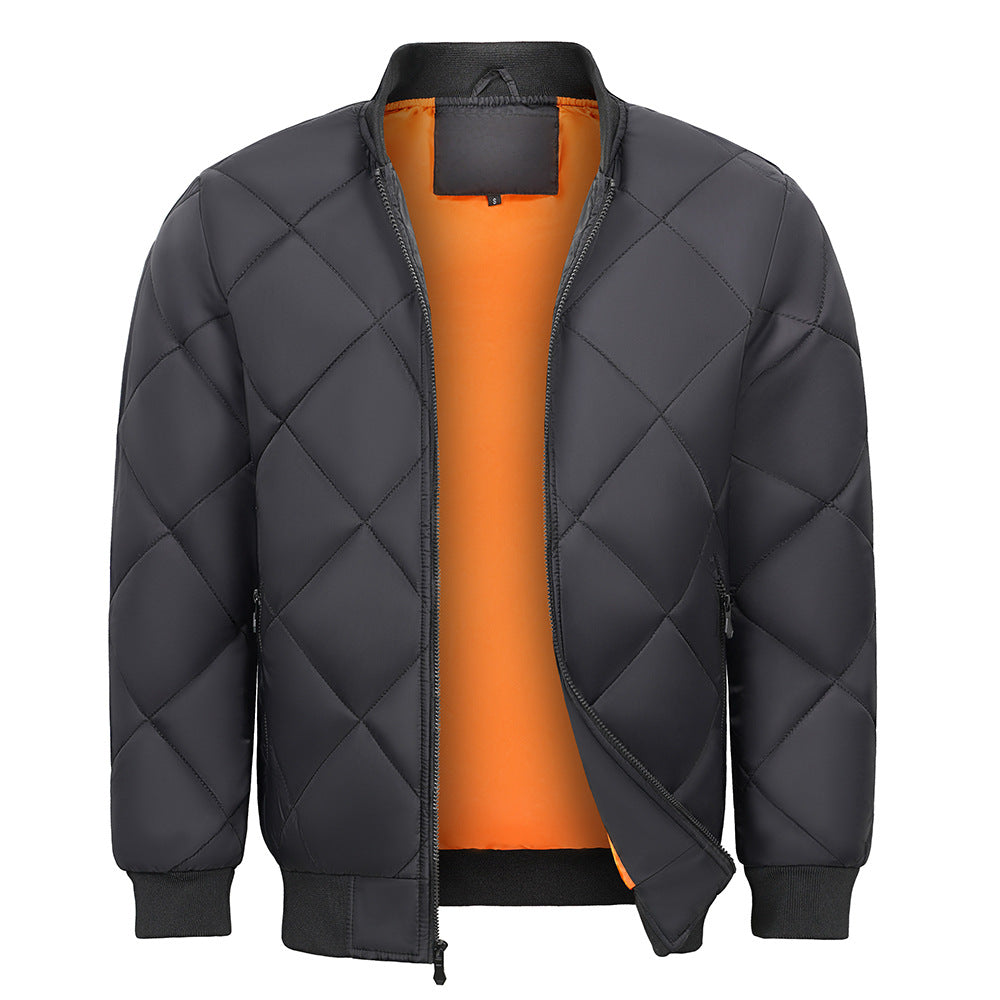 Men's Diamond Quilted Flight Jacket | Winter Warm Padded Varsity Coat