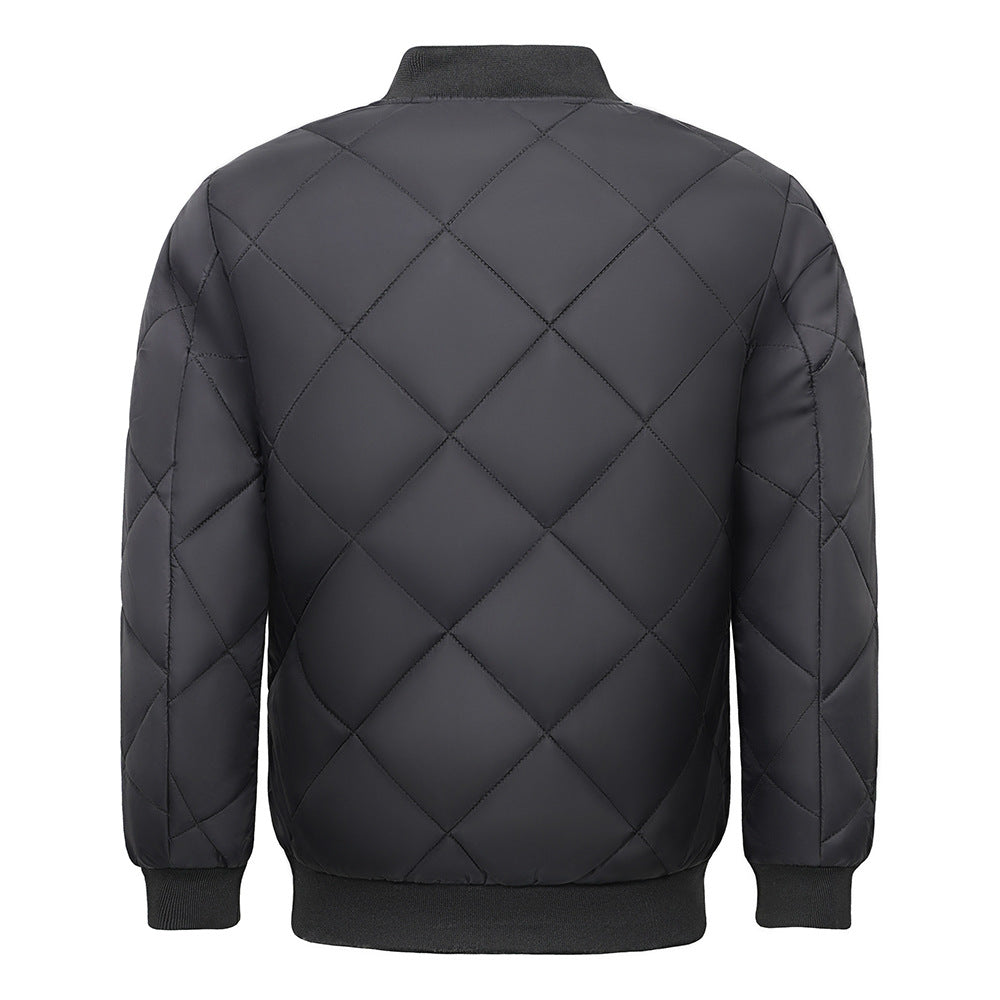 Men's Diamond Quilted Flight Jacket | Winter Warm Padded Varsity Coat