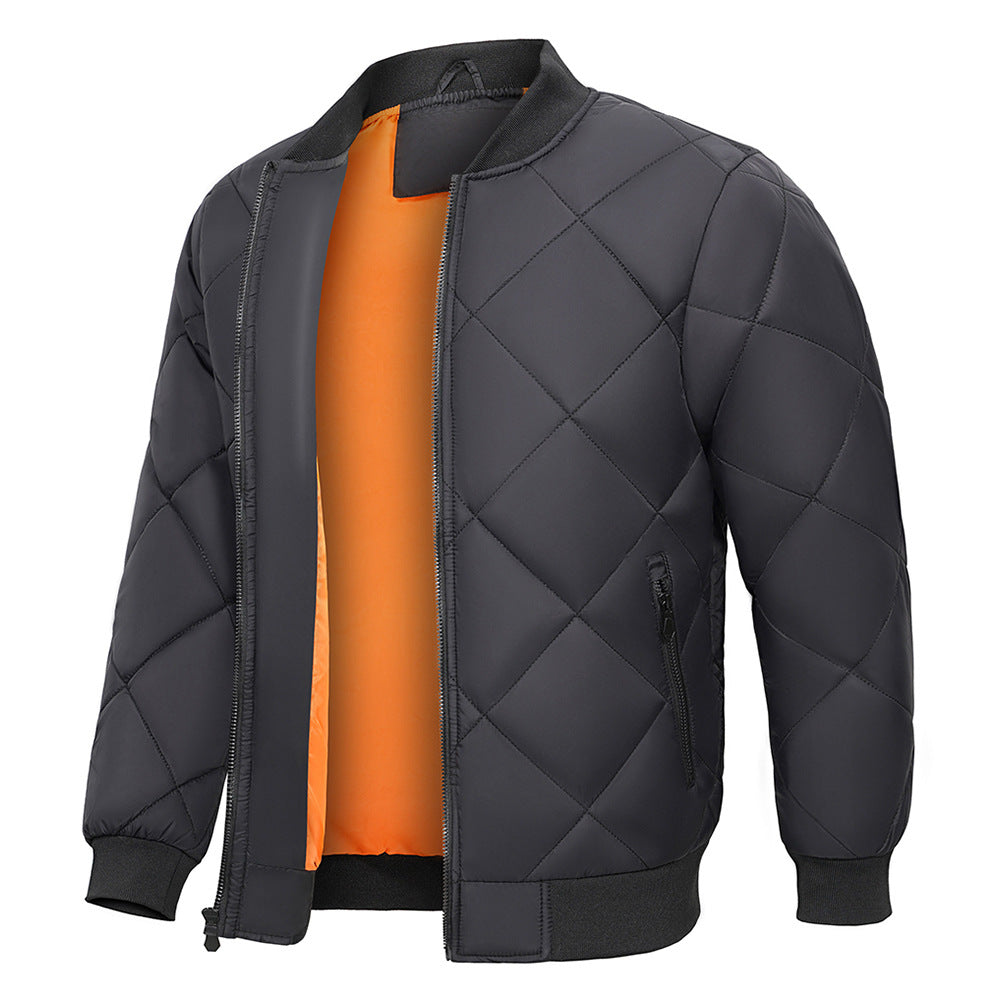 Men's Diamond Quilted Flight Jacket | Winter Warm Padded Varsity Coat