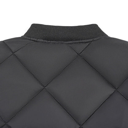 Men's Diamond Quilted Flight Jacket | Winter Warm Padded Varsity Coat
