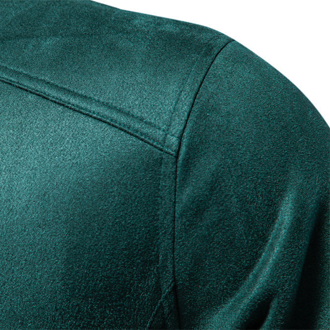 Men's Stand Collar Suede Trucker Jacket