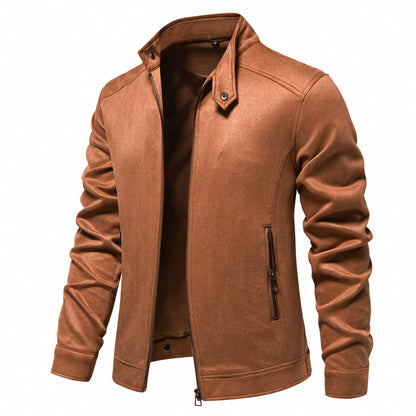 Men's Stand Collar Suede Trucker Jacket