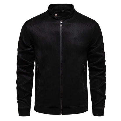 Men's Stand Collar Suede Trucker Jacket