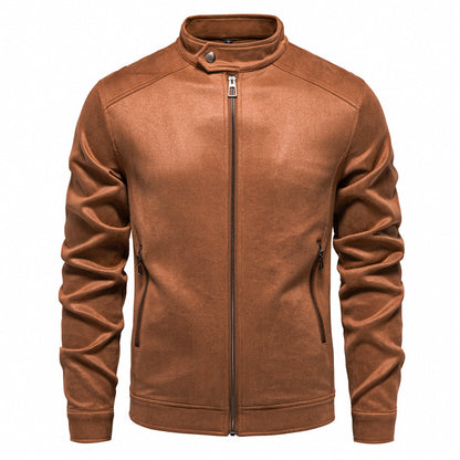 Men's Stand Collar Suede Trucker Jacket